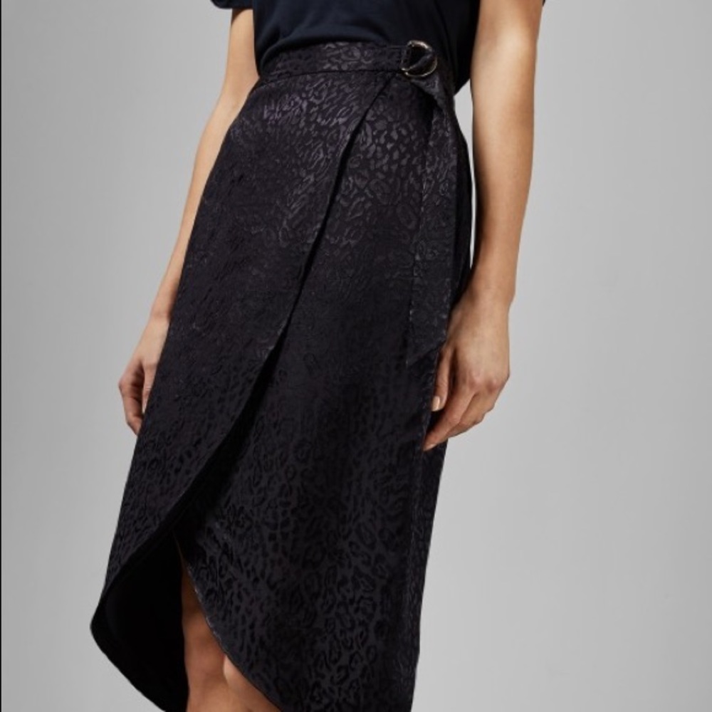 Ted Baker Leopard Print Wrap Skirt Size 6